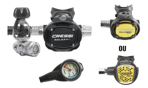 Ensemble de détendeurs CRESSI T10-SC CROMO / GALAXY-R / Octopus / Manomètre